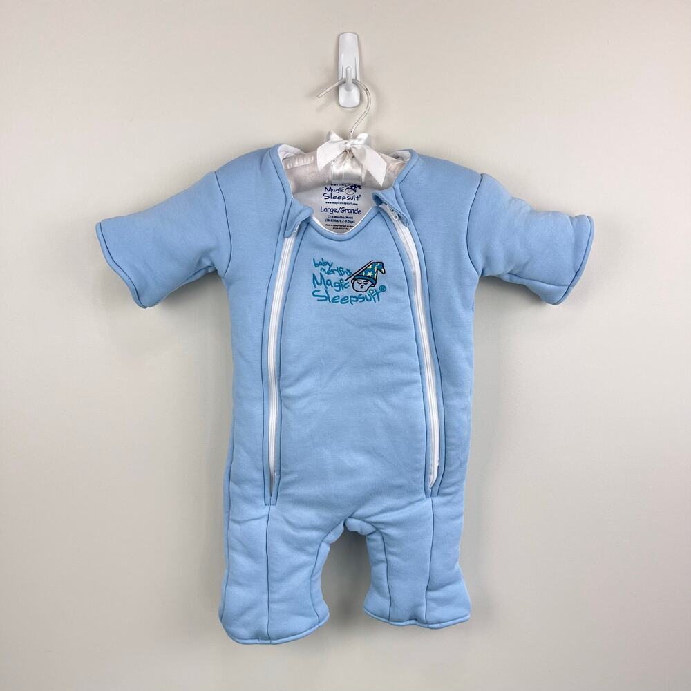 Baby Merlin Magic Sleepsuit Blue Cotton Large 3-6 Months